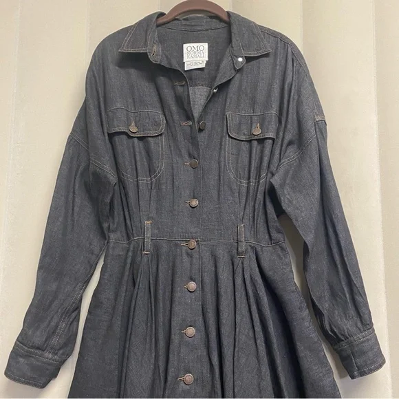 Vintage Omo Norma Kamali Women’s Dress Size 10 Dark Wash Denim Designer Luxury - Picture 4 of 14
